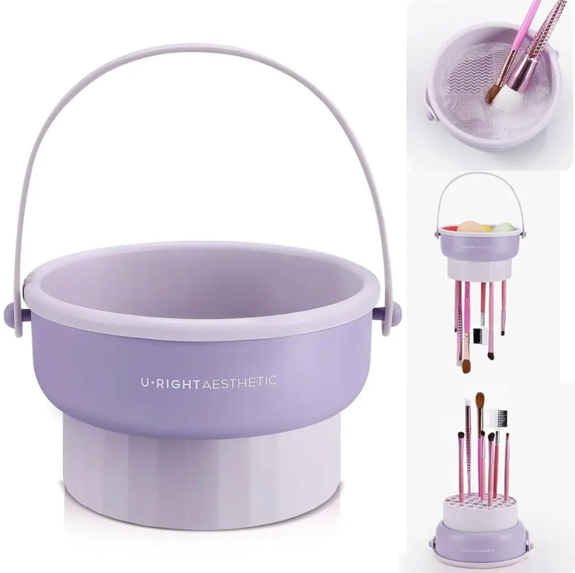 Folding Makeup Brush Cleaning Bowl, Detachable Makeup Brush Cleaner, Women Makeup Cleaner Drying Tools Folding Makeup Brush Cleaning Bowl, Detachable Makeup Brush Cleaner, Women Makeup Cleaner Drying Tools